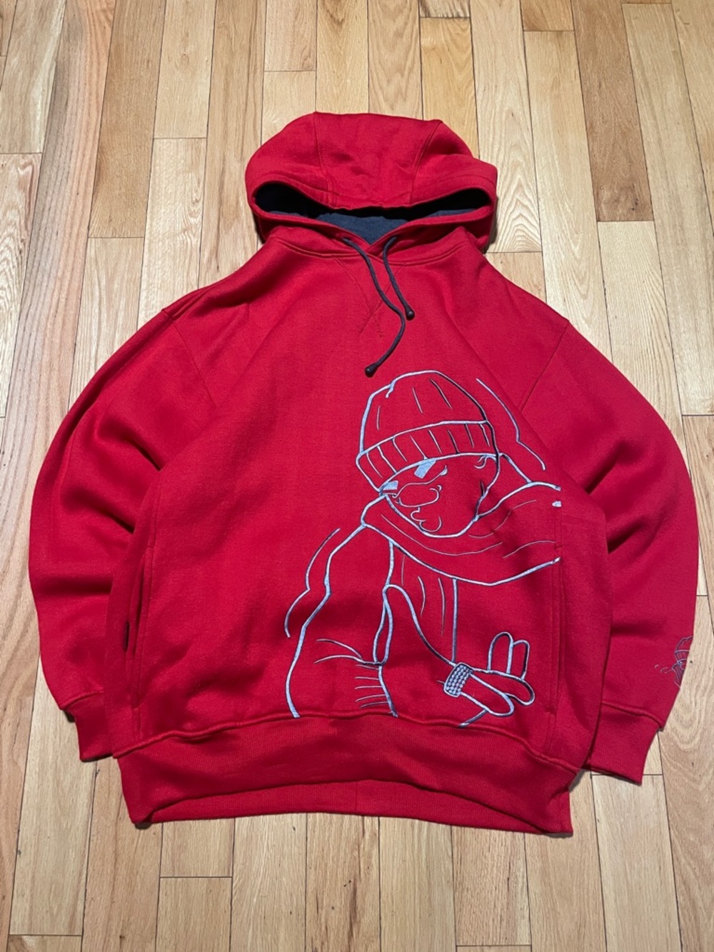 South Pole Red Graphic Pullover Hoodie for Men